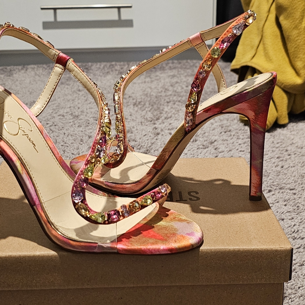 Jessica Simpson Pink High Heels with Strappy Design